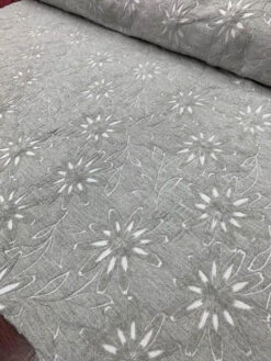 Woven Floral Burnout-Like Wool Suiting - Light Grey / White