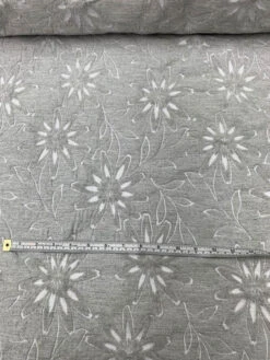 Woven Floral Burnout-Like Wool Suiting - Light Grey / White -Fabrics And Fabrics Store 7674 3