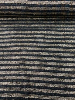 Metallic Foil Striped Printed Woven Wool Tweed Coating - Black / Gold -Fabrics And Fabrics Store 7680 1