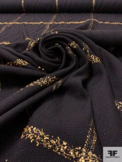Oversized Windowpane Lurex Wool Tweed Suiting - Black / Gold -Fabrics And Fabrics Store 7682 3 190615c0 60da 468b 842b 6ecfdfe5d716