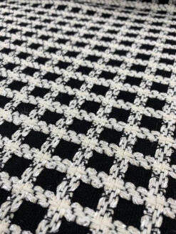Windowpane Woven Wool Tweed - Black / White