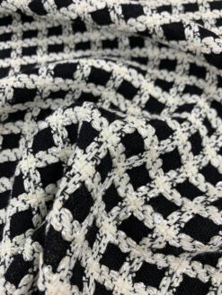 Windowpane Woven Wool Tweed - Black / White -Fabrics And Fabrics Store 7684 4