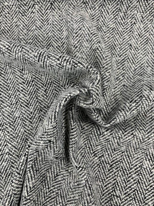 Herringbone Fused-Back Wool Coating - Off-White / Black 4 Herringbone Fused-Back Wool Coating - Off-White / Black - Image 2