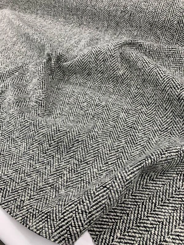 Herringbone Fused-Back Wool Coating - Off-White / Black 6 Herringbone Fused-Back Wool Coating - Off-White / Black - Image 4