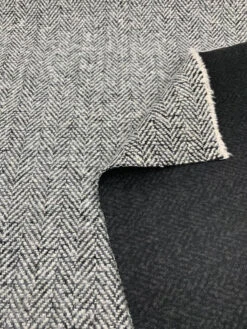 Herringbone Fused-Back Wool Coating - Off-White / Black 13 Herringbone Fused-Back Wool Coating - Off-White / Black -Fabrics And Fabrics Store 7945 6