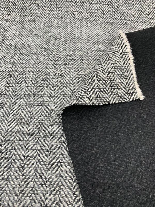 Herringbone Fused-Back Wool Coating - Off-White / Black 8 Herringbone Fused-Back Wool Coating - Off-White / Black - Image 6