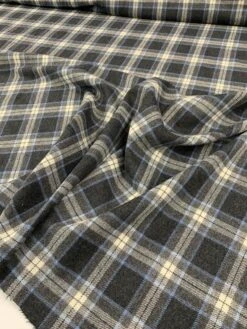 Classic Plaid Flannel Wool Suiting - Grey / Blue / Ivory 10 Classic Plaid Flannel Wool Suiting - Grey / Blue / Ivory -Fabrics And Fabrics Store 7951 3