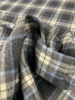 Classic Plaid Flannel Wool Suiting - Grey / Blue / Ivory 11 Classic Plaid Flannel Wool Suiting - Grey / Blue / Ivory -Fabrics And Fabrics Store 7951 4