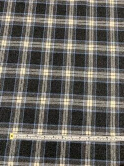 Classic Plaid Flannel Wool Suiting - Grey / Blue / Ivory 12 Classic Plaid Flannel Wool Suiting - Grey / Blue / Ivory -Fabrics And Fabrics Store 7951 5