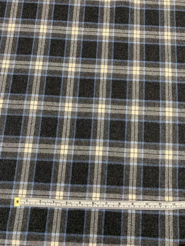 Classic Plaid Flannel Wool Suiting - Grey / Blue / Ivory 7 Classic Plaid Flannel Wool Suiting - Grey / Blue / Ivory - Image 5