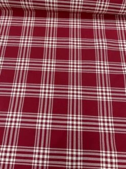 Plaid Heavy Twill Cotton Suiting - Red / Ivory