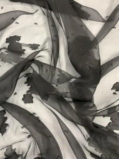 Floral Gradient Fil Coupé Silk Chiffon - Black