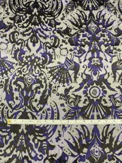 Damask-Like Printed Burnout Chiffon - Black / Deep Purple -Fabrics And Fabrics Store 7966 5
