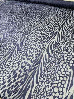 Animal Pattern Burnout Chiffon - Navy Blue -Fabrics And Fabrics Store 7967 2