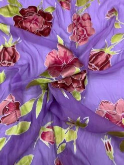 Floral Burnout Silk Chiffon - Lavender / Mauve / Pink / Lime