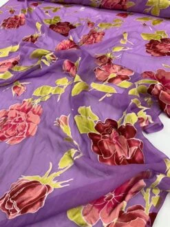 Floral Burnout Silk Chiffon - Lavender / Mauve / Pink / Lime -Fabrics And Fabrics Store 8020 3