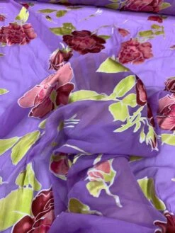 Floral Burnout Silk Chiffon - Lavender / Mauve / Pink / Lime -Fabrics And Fabrics Store 8020 4