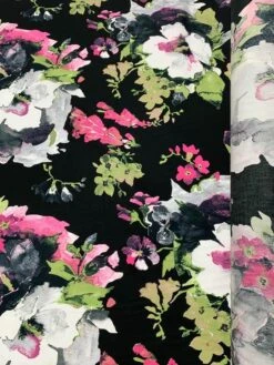 Bold Floral Printed Cotton Sheeting - Lime Green / Magenta / Black / Grey -Fabrics And Fabrics Store 8038 3