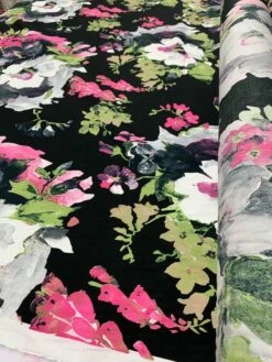 Bold Floral Printed Cotton Sheeting - Lime Green / Magenta / Black / Grey -Fabrics And Fabrics Store 8038 4