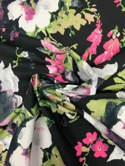 Bold Floral Printed Cotton Sheeting - Lime Green / Magenta / Black / Grey -Fabrics And Fabrics Store 8038 7
