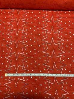 Art Deco Embroidered Cotton Eyelet - Blood Orange -Fabrics And Fabrics Store 8040 3