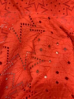 Art Deco Embroidered Cotton Eyelet - Blood Orange -Fabrics And Fabrics Store 8040 6