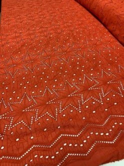 Art Deco Embroidered Cotton Eyelet - Blood Orange -Fabrics And Fabrics Store 8040 7