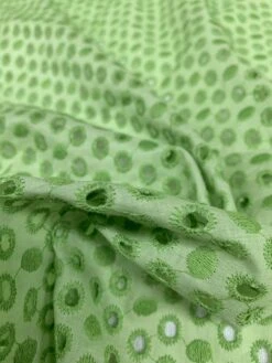 Circles Embroidered Cotton Eyelet - Lime Green -Fabrics And Fabrics Store 8042 5