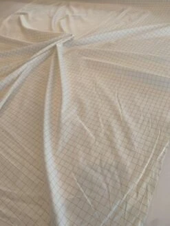 Small Windowpane Cotton Shirting - White / Tan -Fabrics And Fabrics Store 8140 3