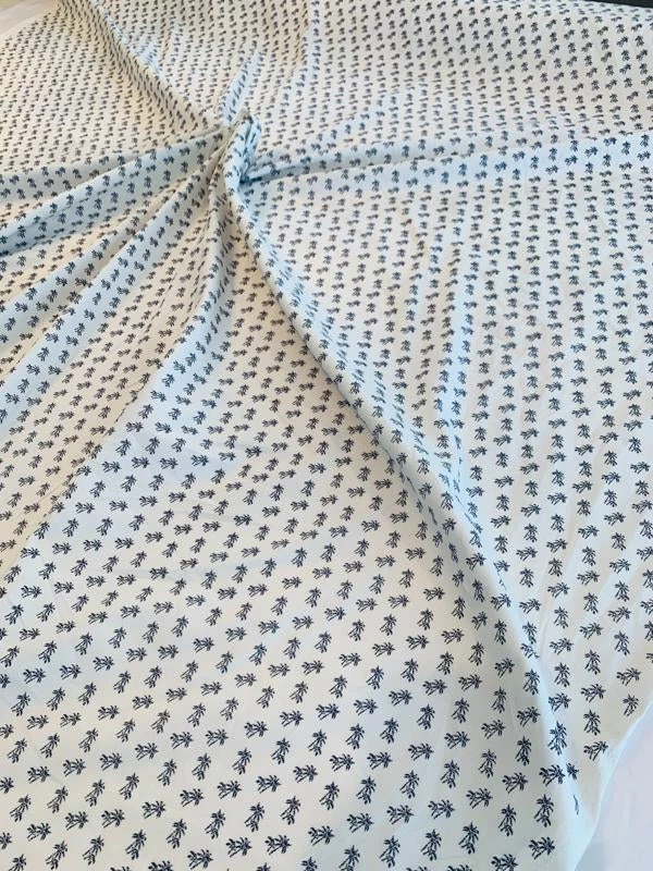 Palm Trees Printed Cotton Poplin - Navy / White 5 Palm Trees Printed Cotton Poplin - Navy / White - Image 3