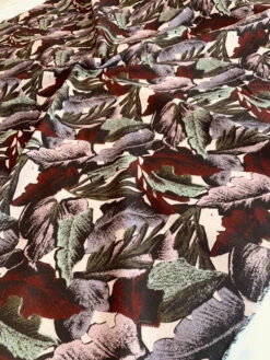 Large Leaf Printed Cotton Twill - Maroon / Lavender / Sage / Pink -Fabrics And Fabrics Store 8166 3
