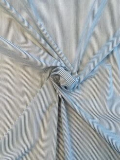 Vertical Pinstripe Yarn-Dyed Cotton Shirting - Navy / White