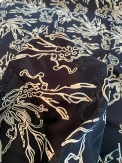 Abstract Printed Silk Georgette - Navy / White -Fabrics And Fabrics Store 8230 5