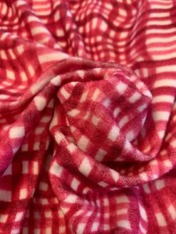 Coach Wavy Gingham Plaid Printed Cotton Micro Terry Knit - Magenta / White -Fabrics And Fabrics Store 8291 3