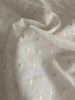 Polka Dot Embroidered Cotton Voile - Off-White / Cream
