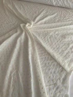 Polka Dot Embroidered Cotton Voile - Off-White / Cream -Fabrics And Fabrics Store 8316 3