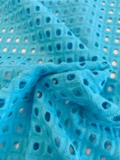 Boxy Embroidered Cotton Eyelet - Turquoise