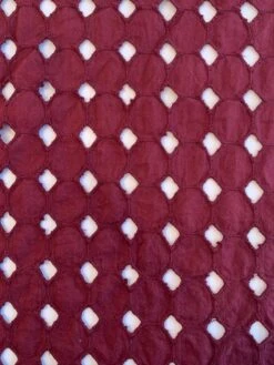 Geometric Embroidered Cotton Eyelet - Maroon -Fabrics And Fabrics Store 8327 2