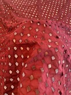 Geometric Embroidered Cotton Eyelet - Maroon -Fabrics And Fabrics Store 8327 7