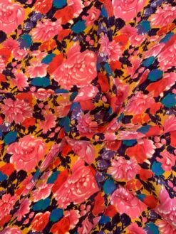 Floral Printed Silk Georgette - Pink / Red / Purple / Tangerine