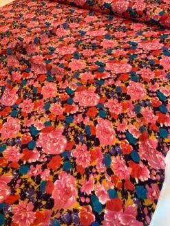Floral Printed Silk Georgette - Pink / Red / Purple / Tangerine -Fabrics And Fabrics Store 8351 3