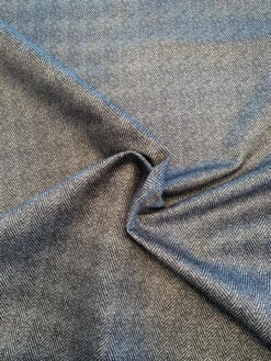 Classic Herringbone Printed Cotton Twill - Black / Grey