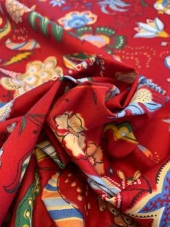 Holiday Floral Printed Cotton Sateen - Red / Multicolor -Fabrics And Fabrics Store 8392 4