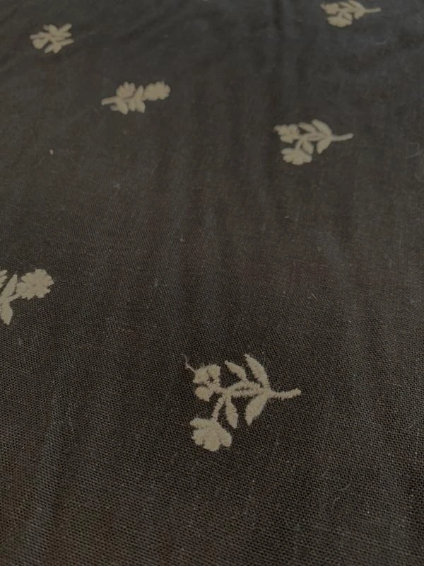 Delicate Floral Embroidered Linen-Like Cotton - Black / White 6 Delicate Floral Embroidered Linen-Like Cotton - Black / White - Image 4