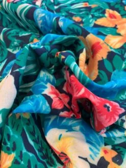Tropical Floral Printed Cotton Lawn - Multicolor -Fabrics And Fabrics Store 8398 7