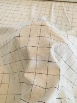 Windowpane Brushed Flannel Cotton Twill - Ivory / Navy