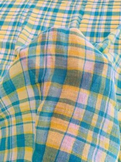 Plaid Yarn-Dyed Cotton Gauze - Turquoise / Yellow / White -Fabrics And Fabrics Store 8482 3