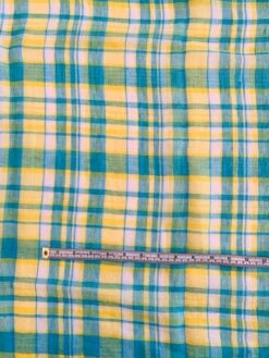 Plaid Yarn-Dyed Cotton Gauze - Turquoise / Yellow / White -Fabrics And Fabrics Store 8482 5