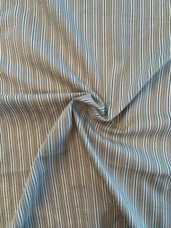 Vertical Striped Fine Seersucker Cotton Shirting - Tan / Brown / Grey