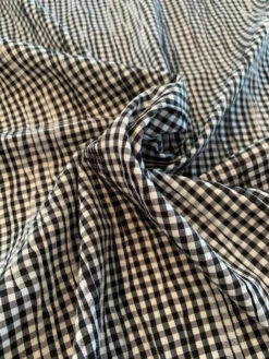 Gingham Check Cotton Shirting With Gathered Pleating - Black / White 11 Gingham Check Cotton Shirting With Gathered Pleating - Black / White -Fabrics And Fabrics Store 8519 4